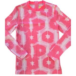 Crewcuts J.Crew Girls Rash Guard UPF 50+ Pink Tie Dye Swim Shirt Size 10